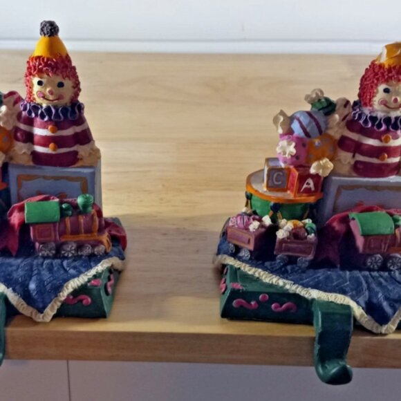 Set of 2 Christmas Stocking Holders Presents & Toys Heavy Felt Bottom Holiday - Picture 2 of 12